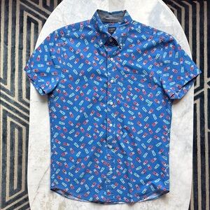 J. Crew Blue and Red Casual Button Down Shirt